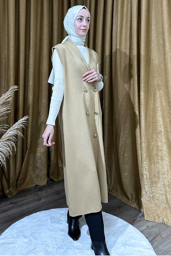 Ärmellose lange Weste - Münevver Güven Fashion (Boutique)