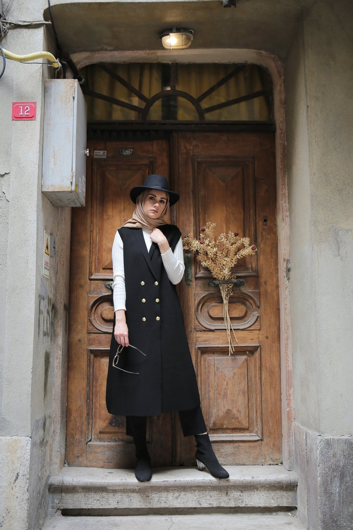 Ärmellose lange Weste - Münevver Güven Fashion (Boutique)