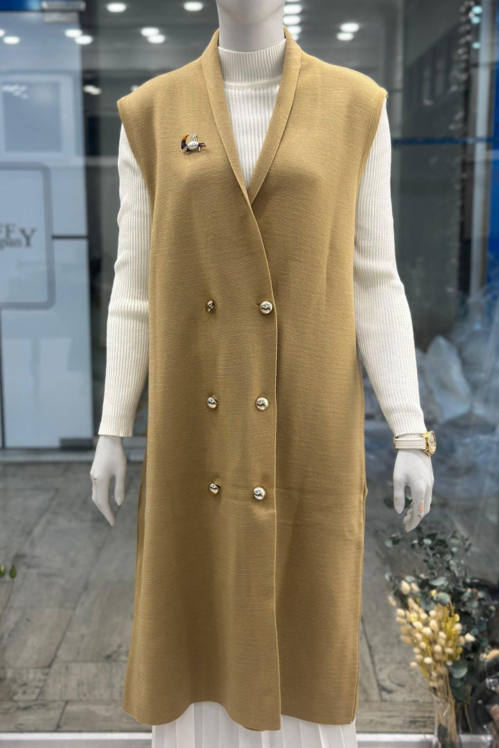 Ärmellose lange Weste - Münevver Güven Fashion (Boutique)
