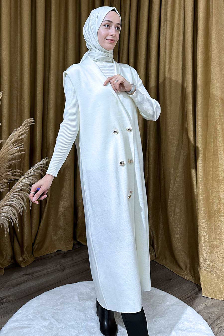 Ärmellose lange Weste - Münevver Güven Fashion (Boutique)