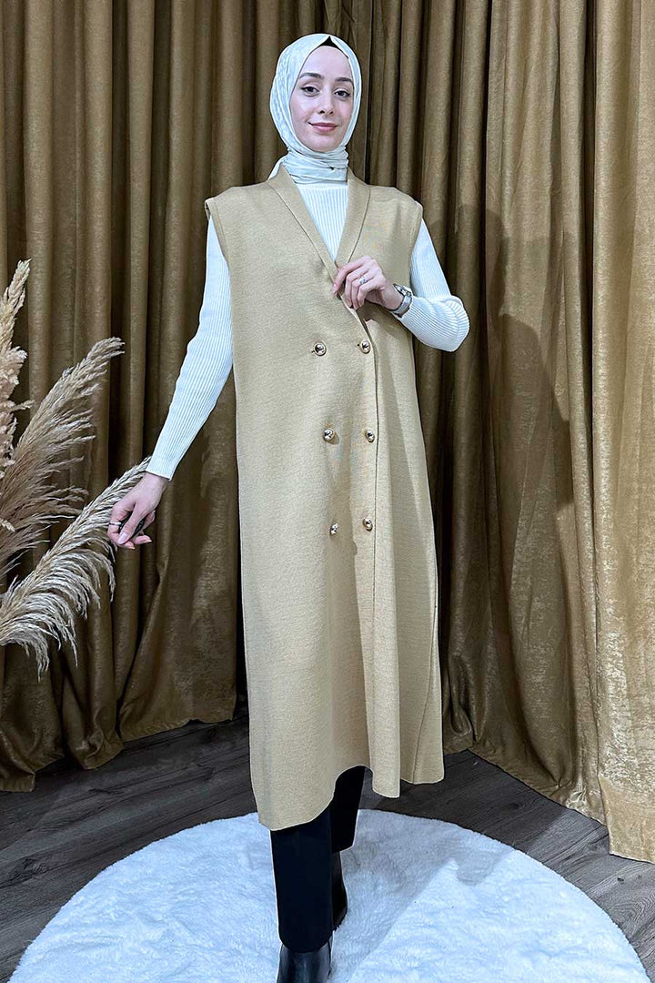 Ärmellose lange Weste - Münevver Güven Fashion (Boutique)