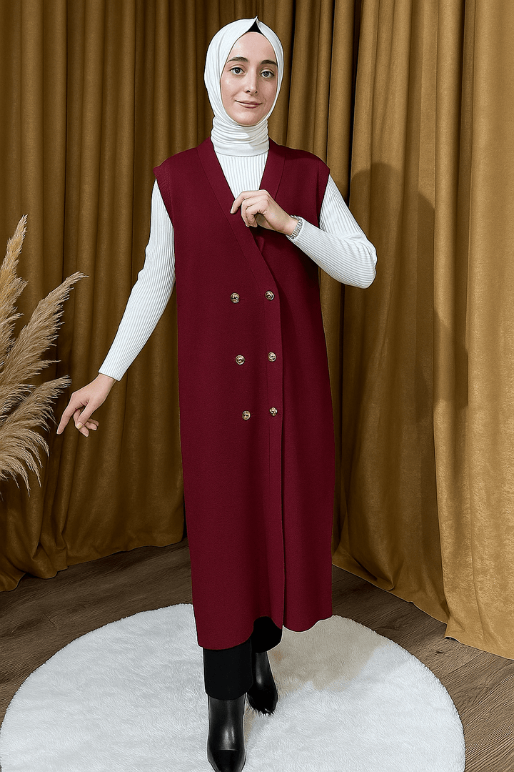 Ärmellose lange Weste - Münevver Güven Fashion (Boutique)