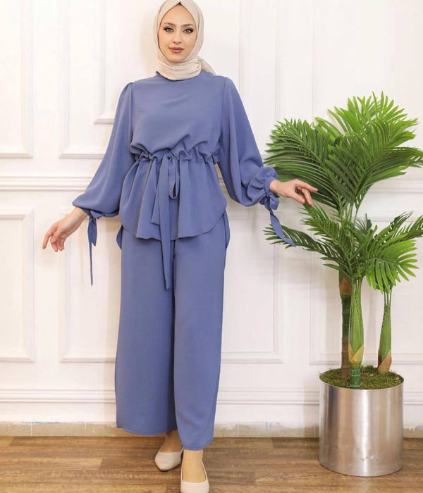 Zweiteiler - Set - Tunnelzug/Bindegürtel und weite Hose - Münevver Güven Fashion (Boutique)